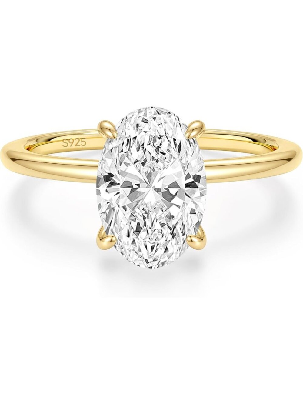 925 Sterling Silver Oval Cut Engagement Ring for Women, Sizes 4-10, Elegant